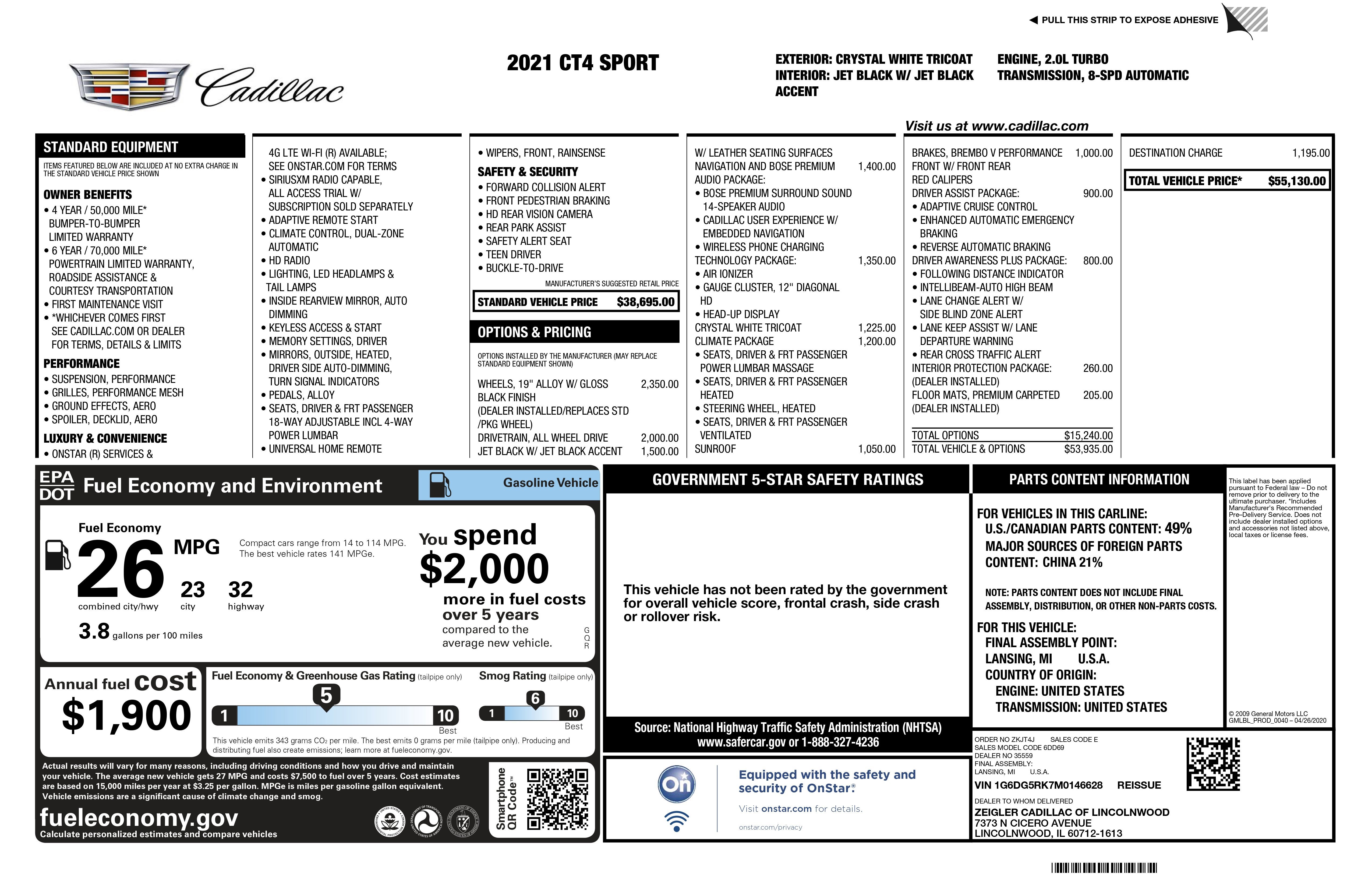 2021 Cadillac CT4 Sport