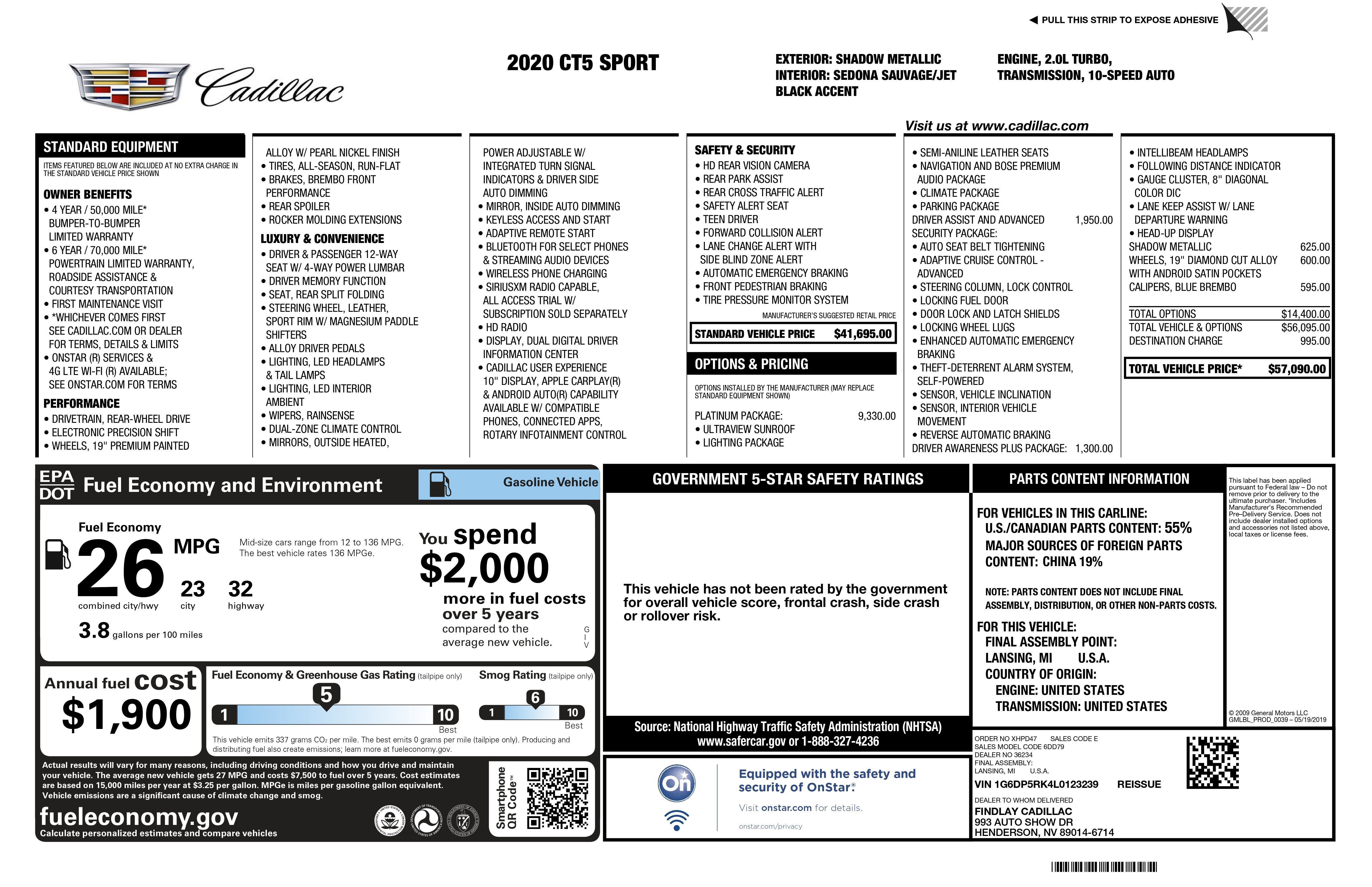 2020 Cadillac CT5 Sport