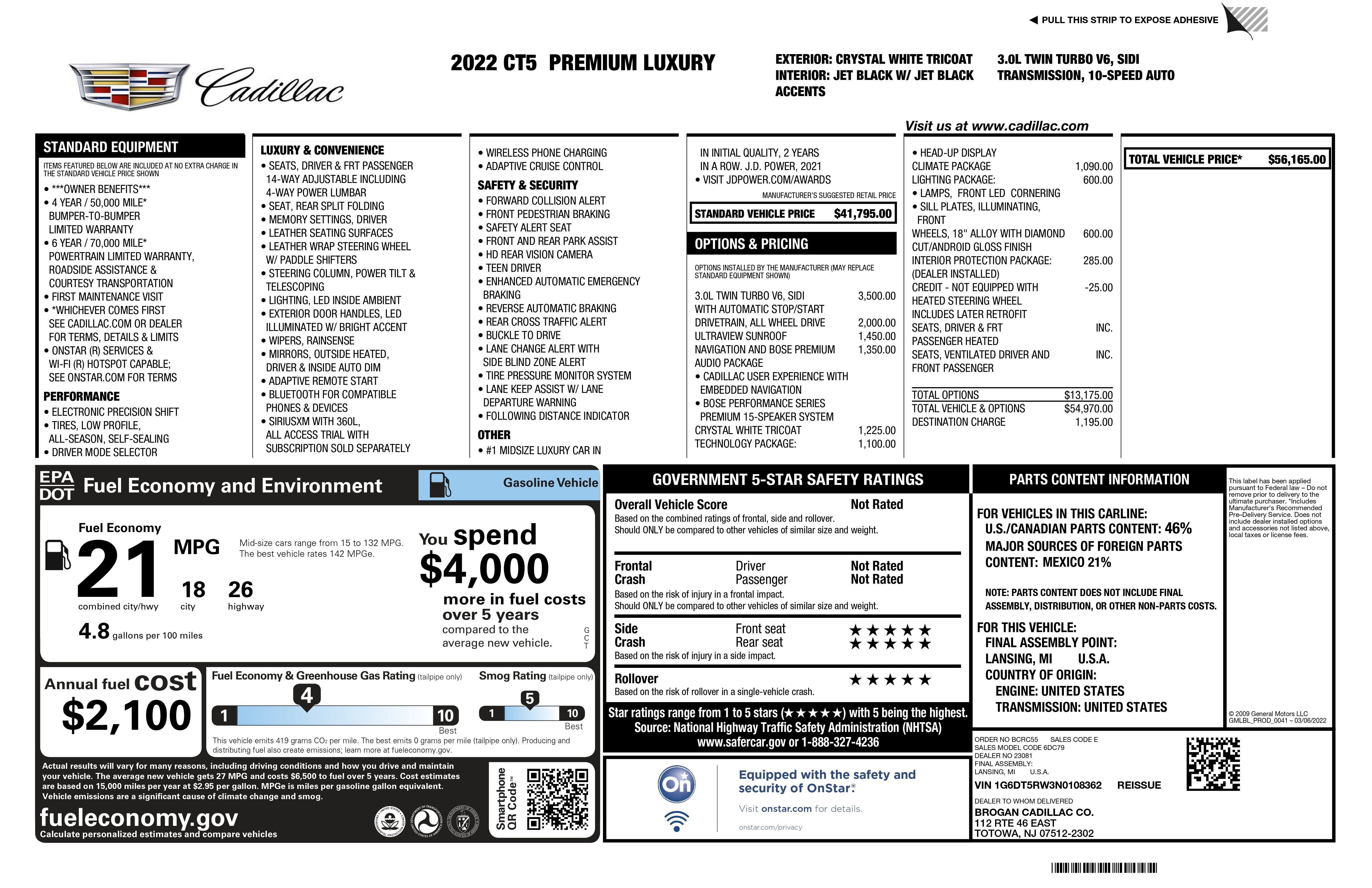 2022 Cadillac CT5 Premium Luxury