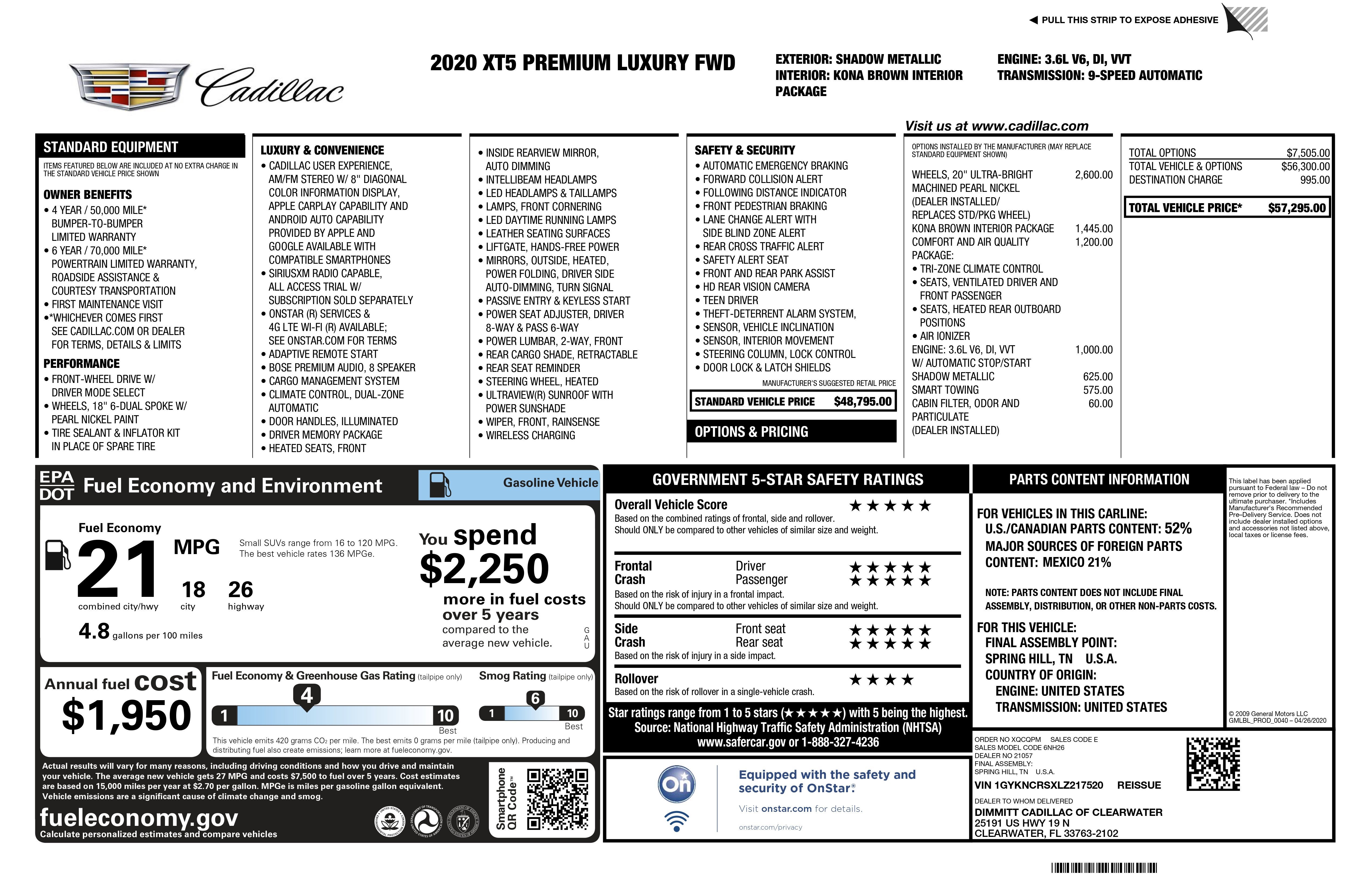 2020 Cadillac XT5 Premium Luxury