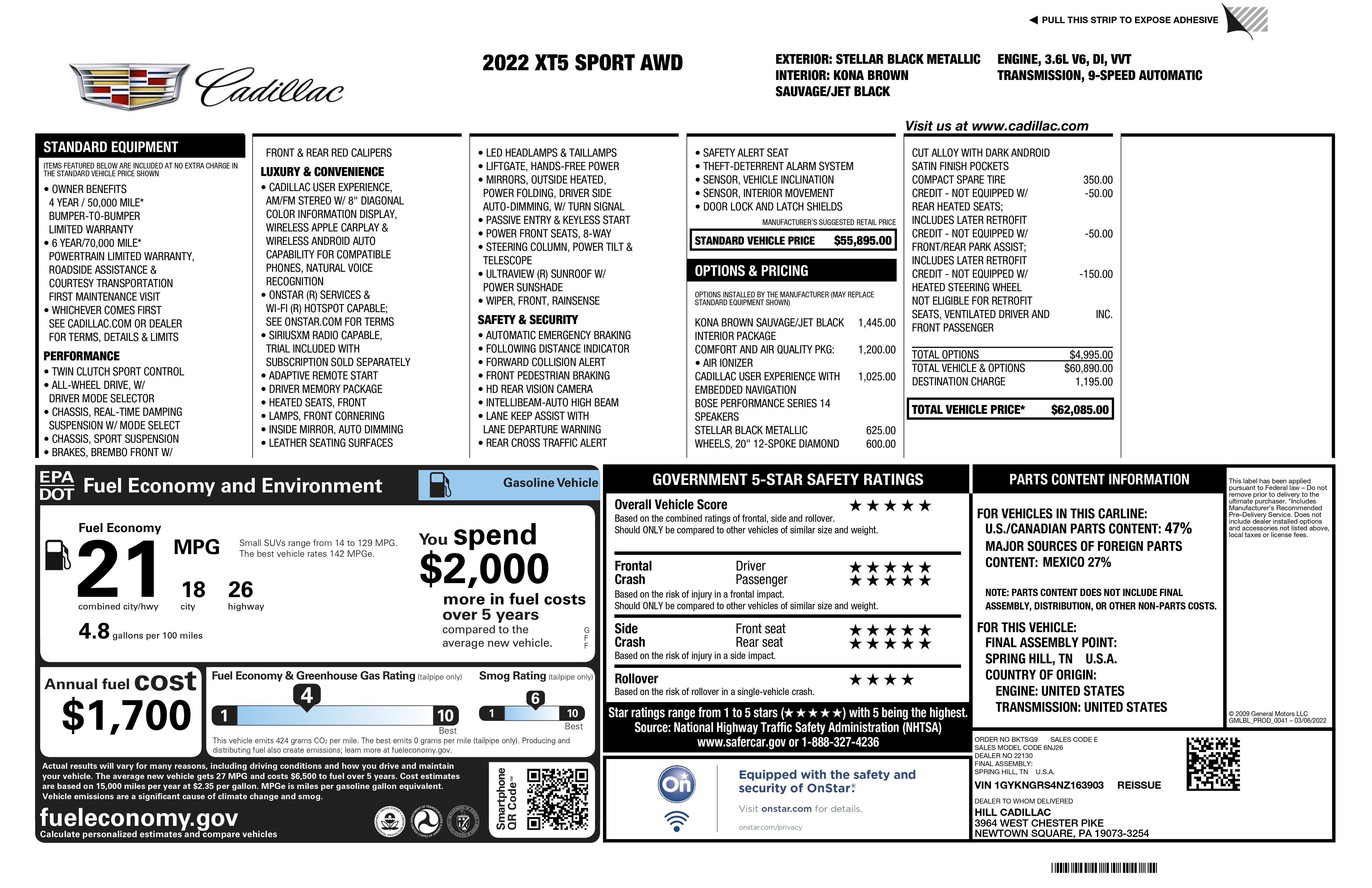 2022 Cadillac XT5 Sport