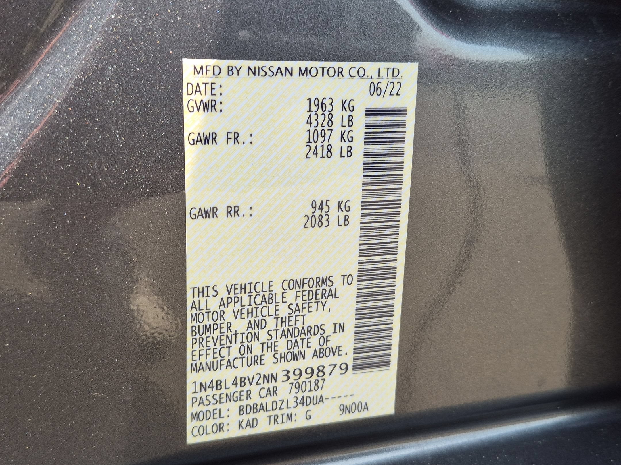 2022 Nissan Altima S FWD